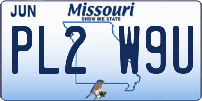 MO license plate PL2W9U