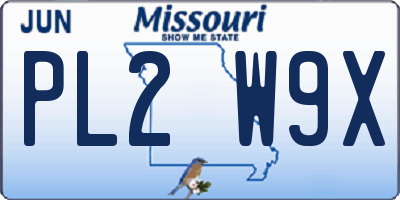 MO license plate PL2W9X