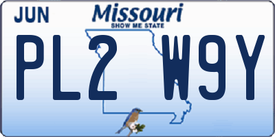 MO license plate PL2W9Y