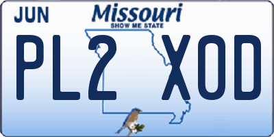 MO license plate PL2X0D