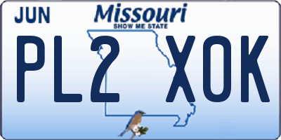 MO license plate PL2X0K