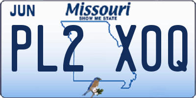 MO license plate PL2X0Q