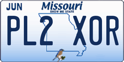 MO license plate PL2X0R