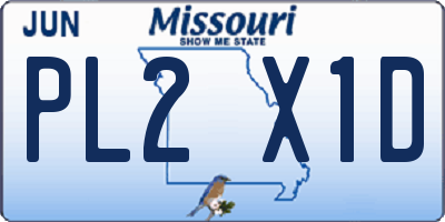 MO license plate PL2X1D