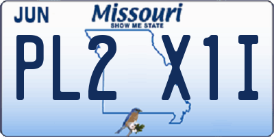 MO license plate PL2X1I