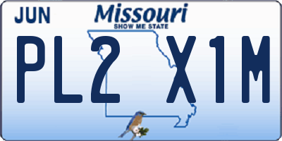 MO license plate PL2X1M