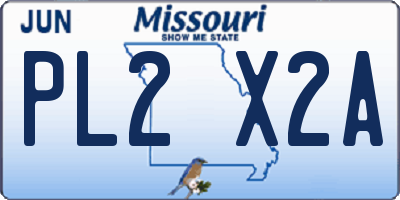 MO license plate PL2X2A
