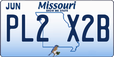 MO license plate PL2X2B