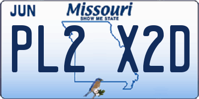 MO license plate PL2X2D