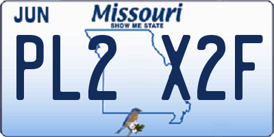 MO license plate PL2X2F