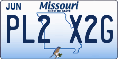 MO license plate PL2X2G