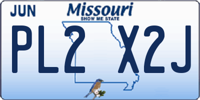 MO license plate PL2X2J