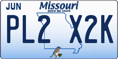 MO license plate PL2X2K