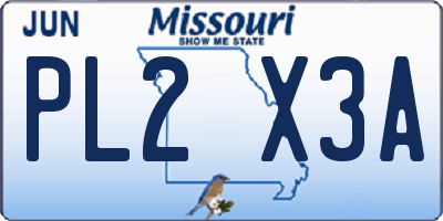 MO license plate PL2X3A