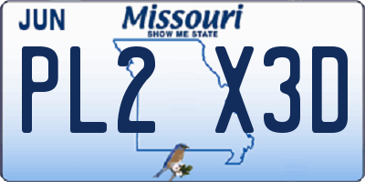 MO license plate PL2X3D