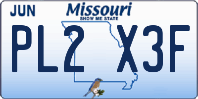 MO license plate PL2X3F