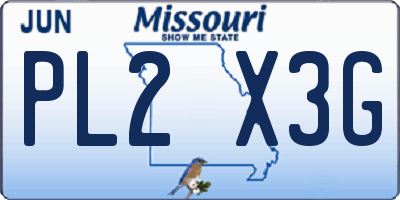 MO license plate PL2X3G