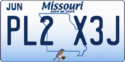 MO license plate PL2X3J