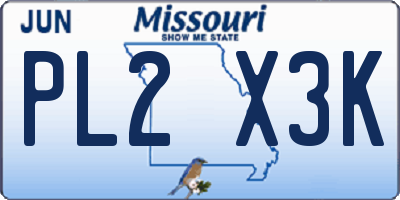 MO license plate PL2X3K