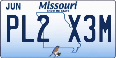MO license plate PL2X3M