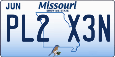 MO license plate PL2X3N