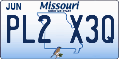 MO license plate PL2X3Q