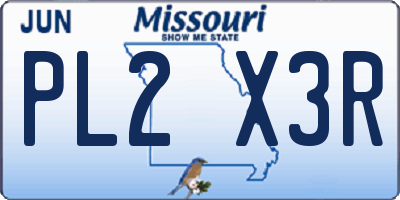 MO license plate PL2X3R