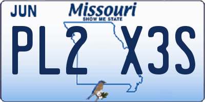 MO license plate PL2X3S