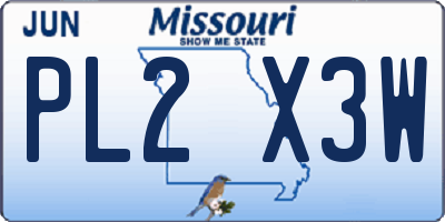 MO license plate PL2X3W