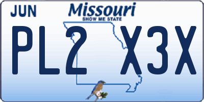 MO license plate PL2X3X