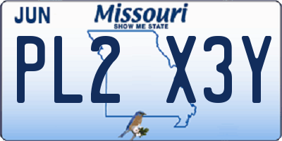MO license plate PL2X3Y