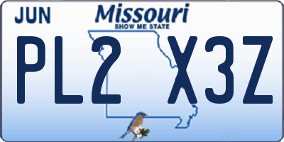 MO license plate PL2X3Z