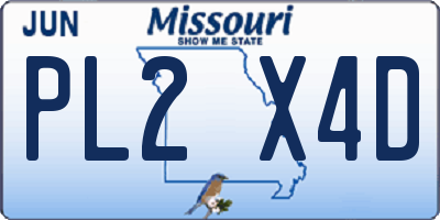 MO license plate PL2X4D