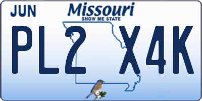 MO license plate PL2X4K