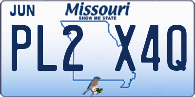 MO license plate PL2X4Q