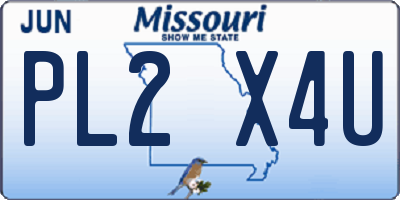MO license plate PL2X4U