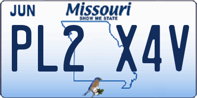 MO license plate PL2X4V