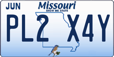 MO license plate PL2X4Y