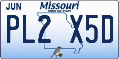 MO license plate PL2X5D