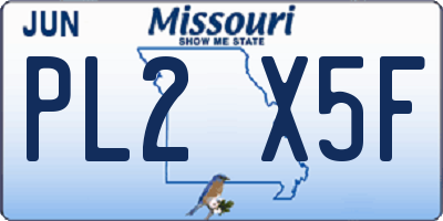 MO license plate PL2X5F