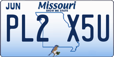 MO license plate PL2X5U