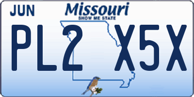 MO license plate PL2X5X