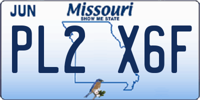 MO license plate PL2X6F