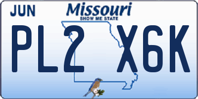 MO license plate PL2X6K