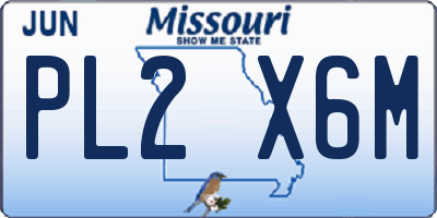 MO license plate PL2X6M