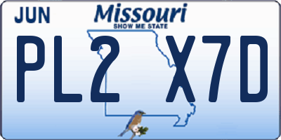 MO license plate PL2X7D