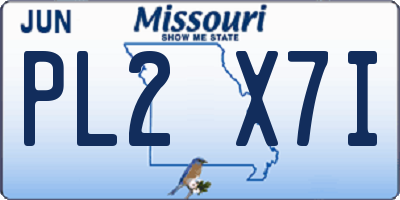 MO license plate PL2X7I