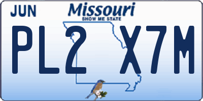 MO license plate PL2X7M