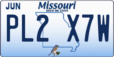 MO license plate PL2X7W