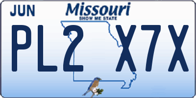 MO license plate PL2X7X